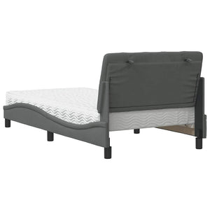 vidaXL Lit avec matelas Gris foncé 100x200 cm Tissu