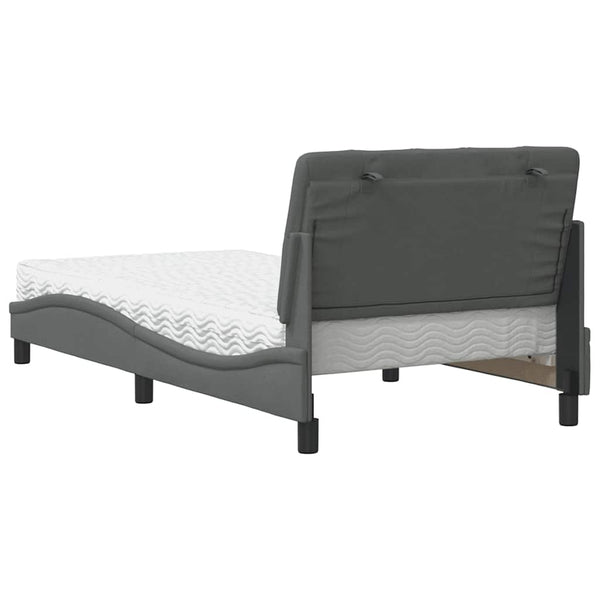 vidaXL Lit avec matelas Gris foncé 100x200 cm Tissu