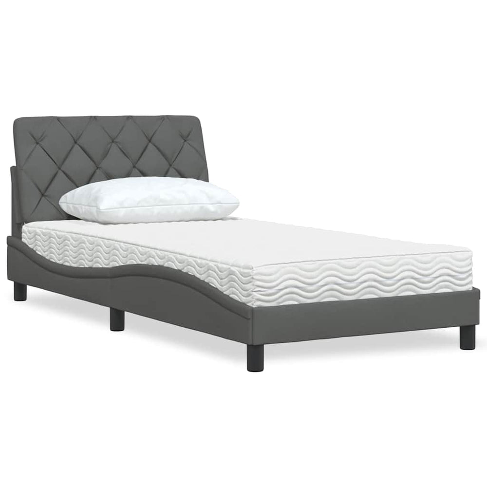Bett mit Matratze Dunkelgrau 100x200 cm