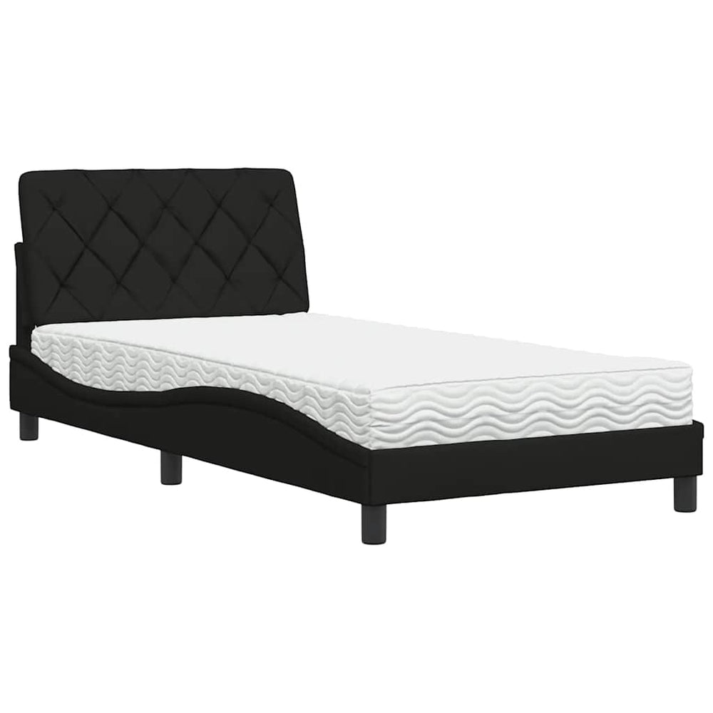 Bett mit Matratze Schwarz 100x200 cm