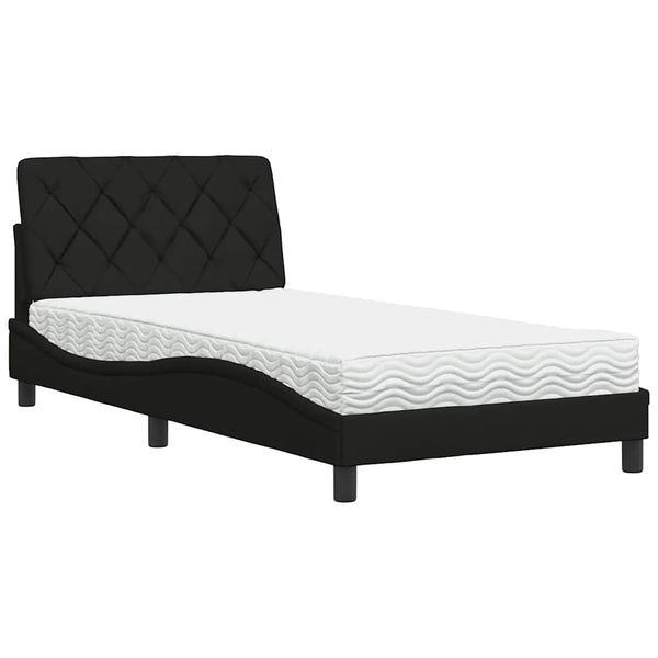 Bett mit Matratze Schwarz 100x200 cm