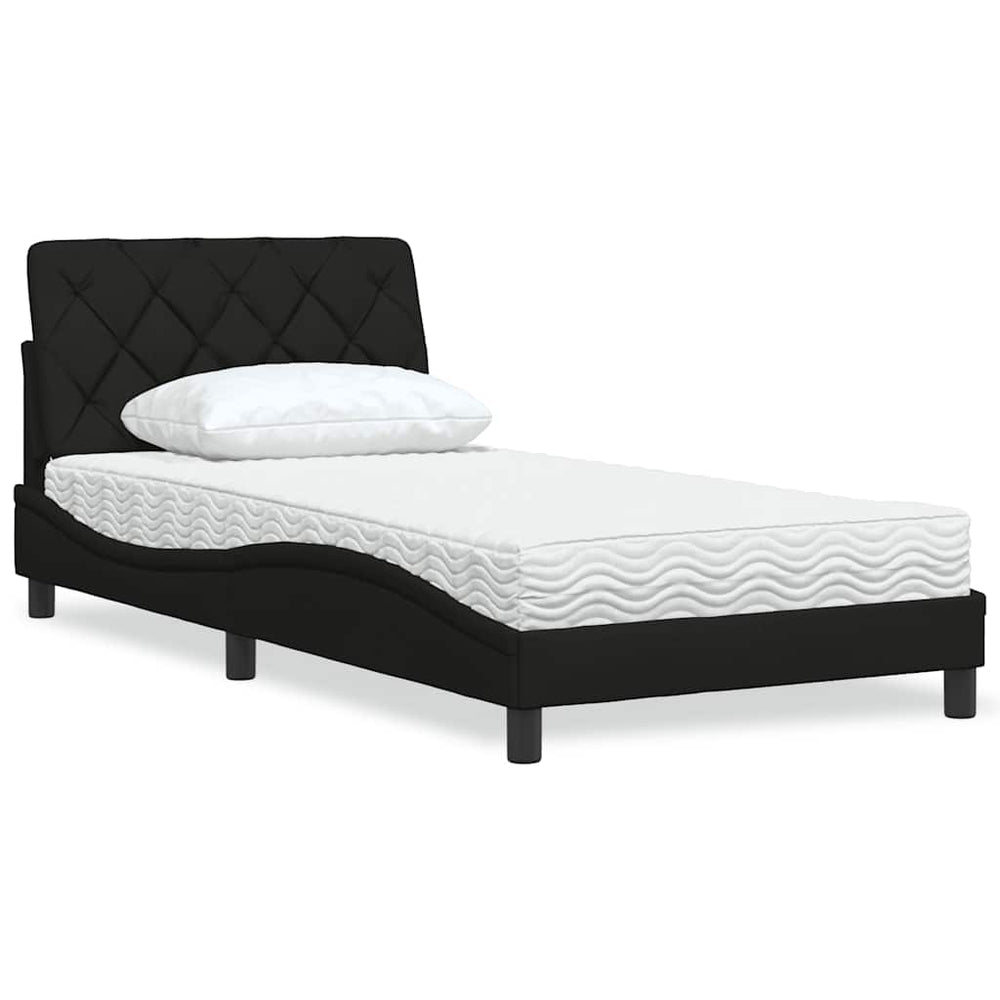 Bett mit Matratze Schwarz 100x200 cm