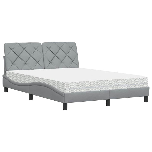 vidaXL Lit avec matelas Gris clair 120x200 cm Tissu