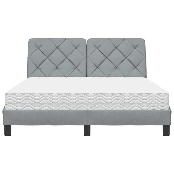 vidaXL Lit avec matelas Gris clair 120x200 cm Tissu