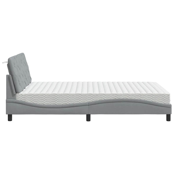vidaXL Lit avec matelas Gris clair 120x200 cm Tissu