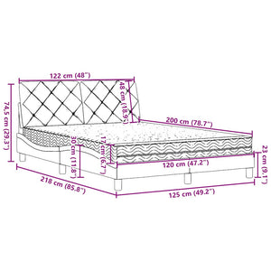 Bett mit Matratze Dunkelgrau 120x200 cm