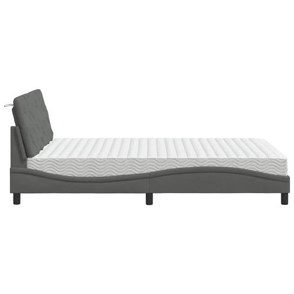 Bett mit Matratze Dunkelgrau 120x200 cm
