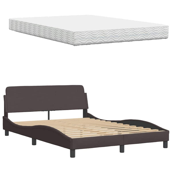 Bett mit Matratze Dunkelbraun 120x200 cm