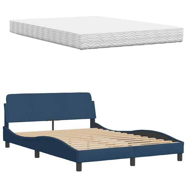 Bett mit Matratze Blau 120x200 cm