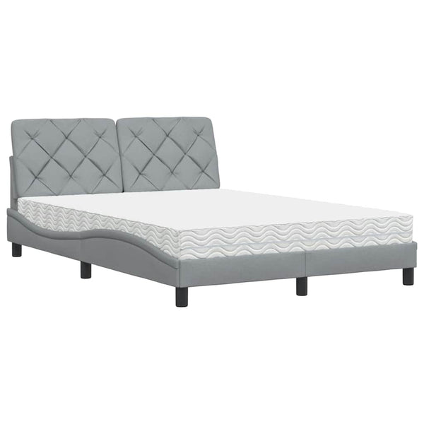 vidaXL Lit avec matelas Gris clair 140x190 cm Tissu