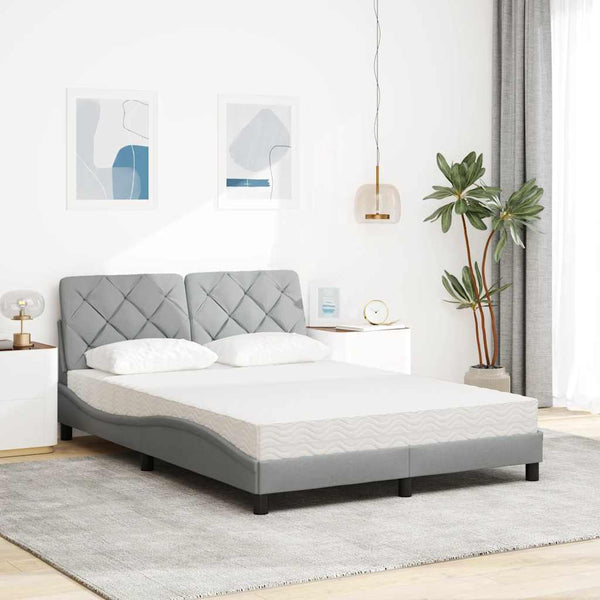 vidaXL Lit avec matelas Gris clair 140x190 cm Tissu