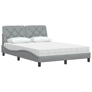 vidaXL Lit avec matelas Gris clair 140x190 cm Tissu