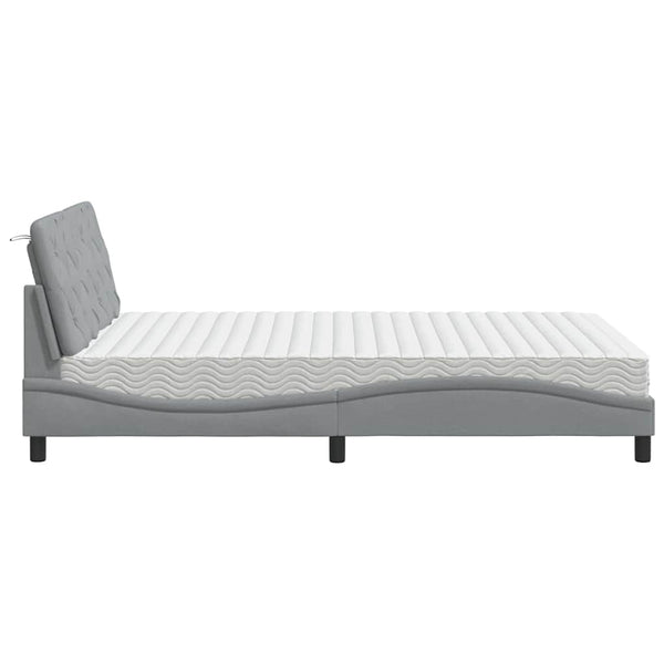 vidaXL Lit avec matelas Gris clair 140x190 cm Tissu