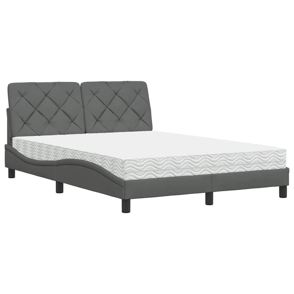Bett mit Matratze Dunkelgrau 140x190 cm