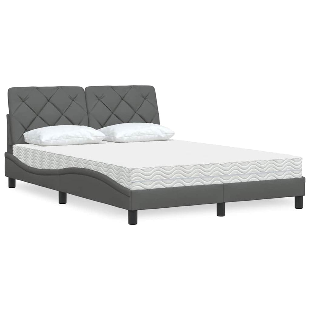 Bett mit Matratze Dunkelgrau 140x190 cm