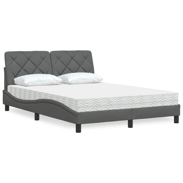 Bett mit Matratze Dunkelgrau 140x190 cm