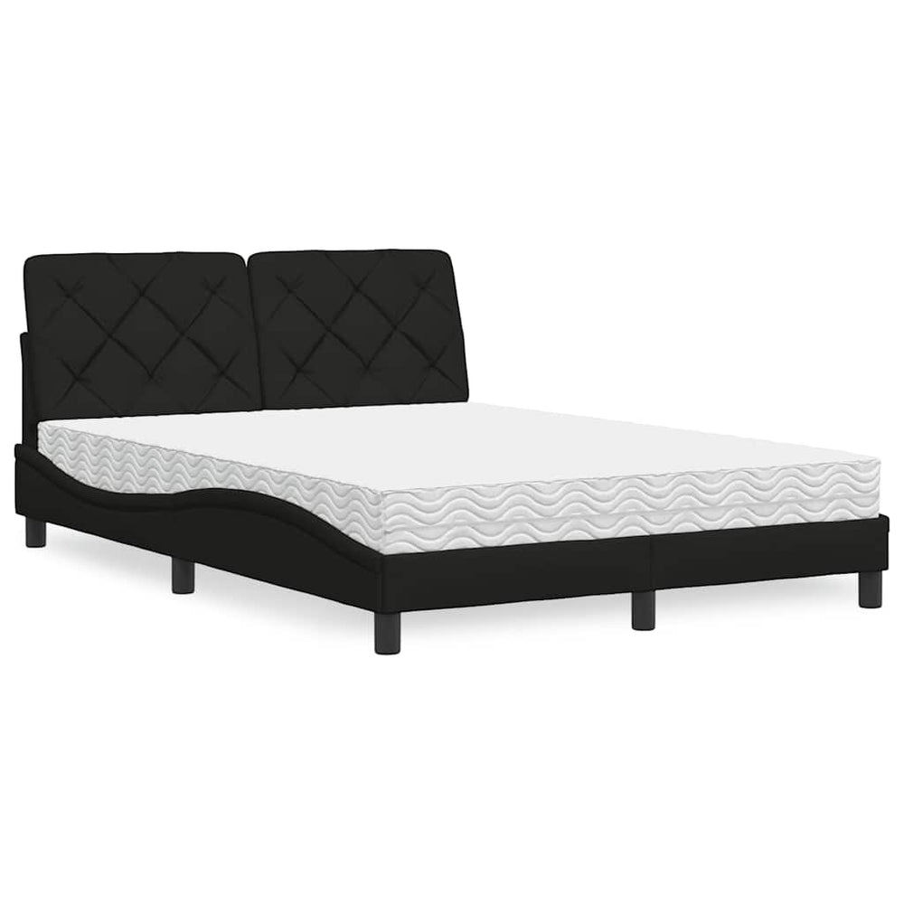 Bett mit Matratze Schwarz 140x190 cm