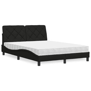 Bett mit Matratze Schwarz 140x190 cm