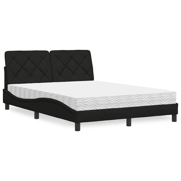 Bett mit Matratze Schwarz 140x190 cm