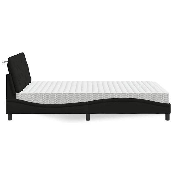 Bett mit Matratze Schwarz 140x190 cm