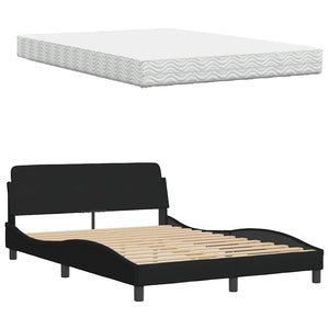Bett mit Matratze Schwarz 140x190 cm