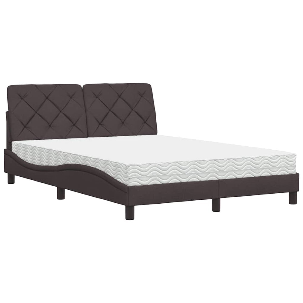 vidaXL Lit avec matelas Marron foncé 140x190 cm Tissu