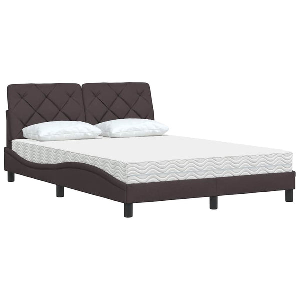 Bett mit Matratze Dunkelbraun 140x190 cm