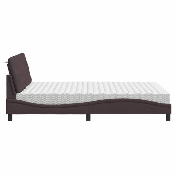 Bett mit Matratze Dunkelbraun 140x190 cm