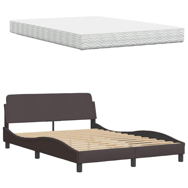 Bett mit Matratze Dunkelbraun 140x190 cm