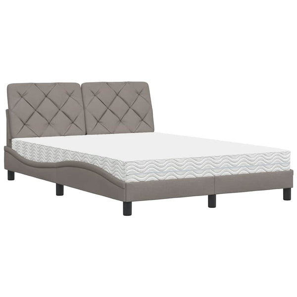 Bett mit Matratze Taupe 140x190 cm