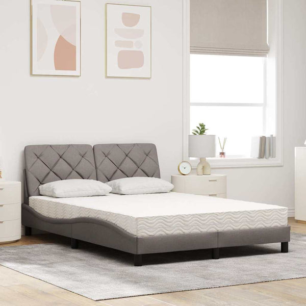 Bett mit Matratze Taupe 140x190 cm
