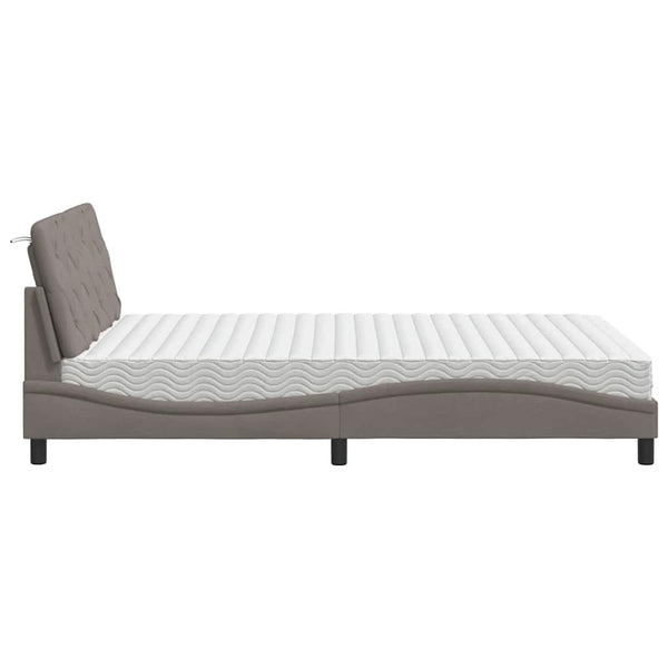 Bett mit Matratze Taupe 140x190 cm