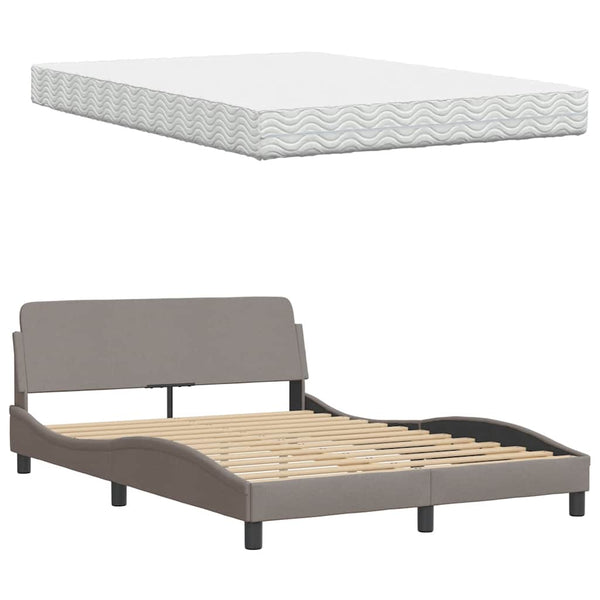 Bett mit Matratze Taupe 140x190 cm