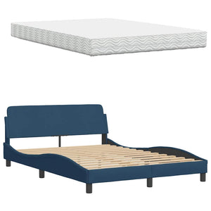 Bett mit Matratze Blau 140x190 cm