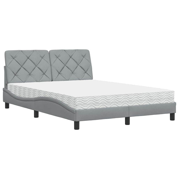 vidaXL Lit avec matelas Gris clair 140x200 cm Tissu