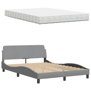 vidaXL Lit avec matelas Gris clair 140x200 cm Tissu