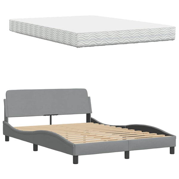 vidaXL Lit avec matelas Gris clair 140x200 cm Tissu