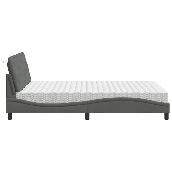 Bett mit Matratze Dunkelgrau 140x200 cm