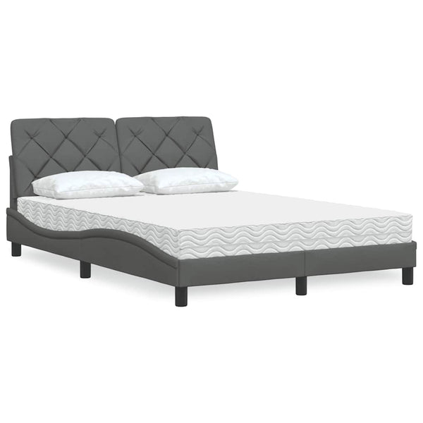Bett mit Matratze Dunkelgrau 140x200 cm