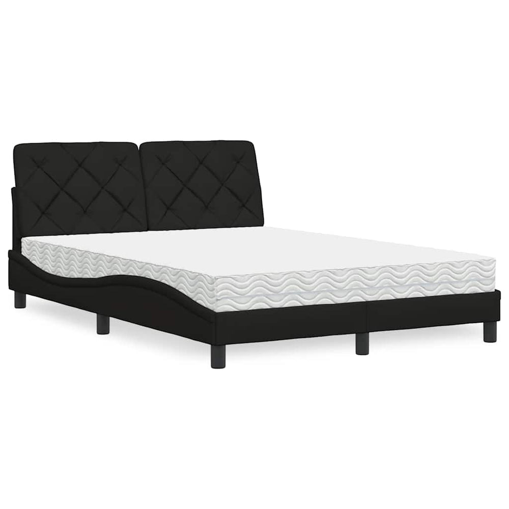 Bett mit Matratze Schwarz 140x200 cm