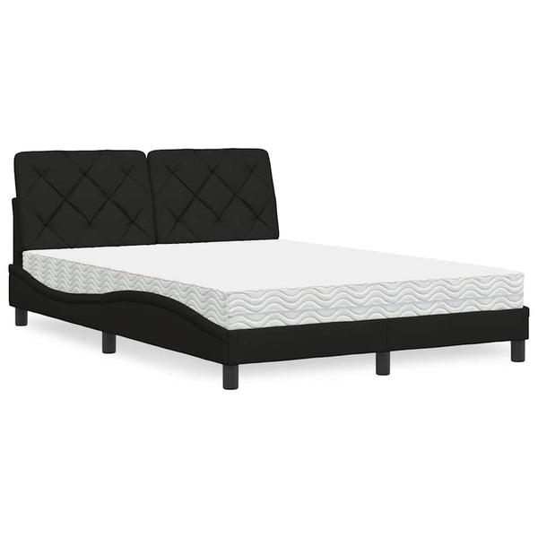 Bett mit Matratze Schwarz 140x200 cm