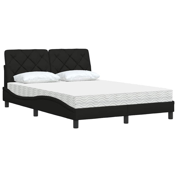 Bett mit Matratze Schwarz 140x200 cm