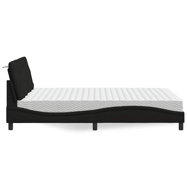 Bett mit Matratze Schwarz 140x200 cm
