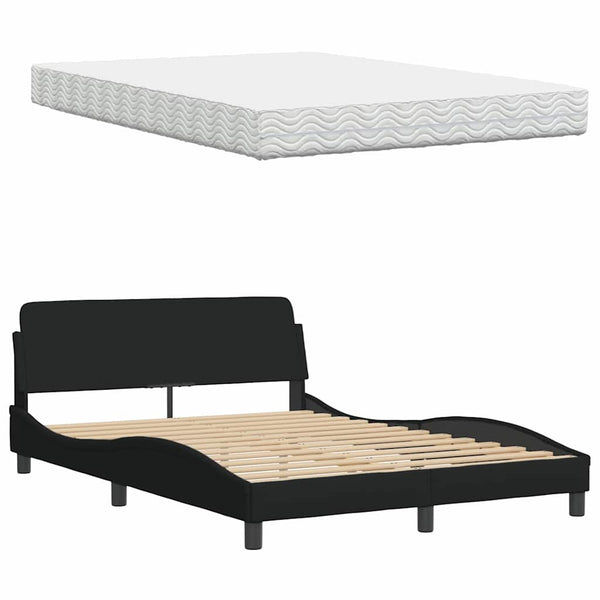 Bett mit Matratze Schwarz 140x200 cm