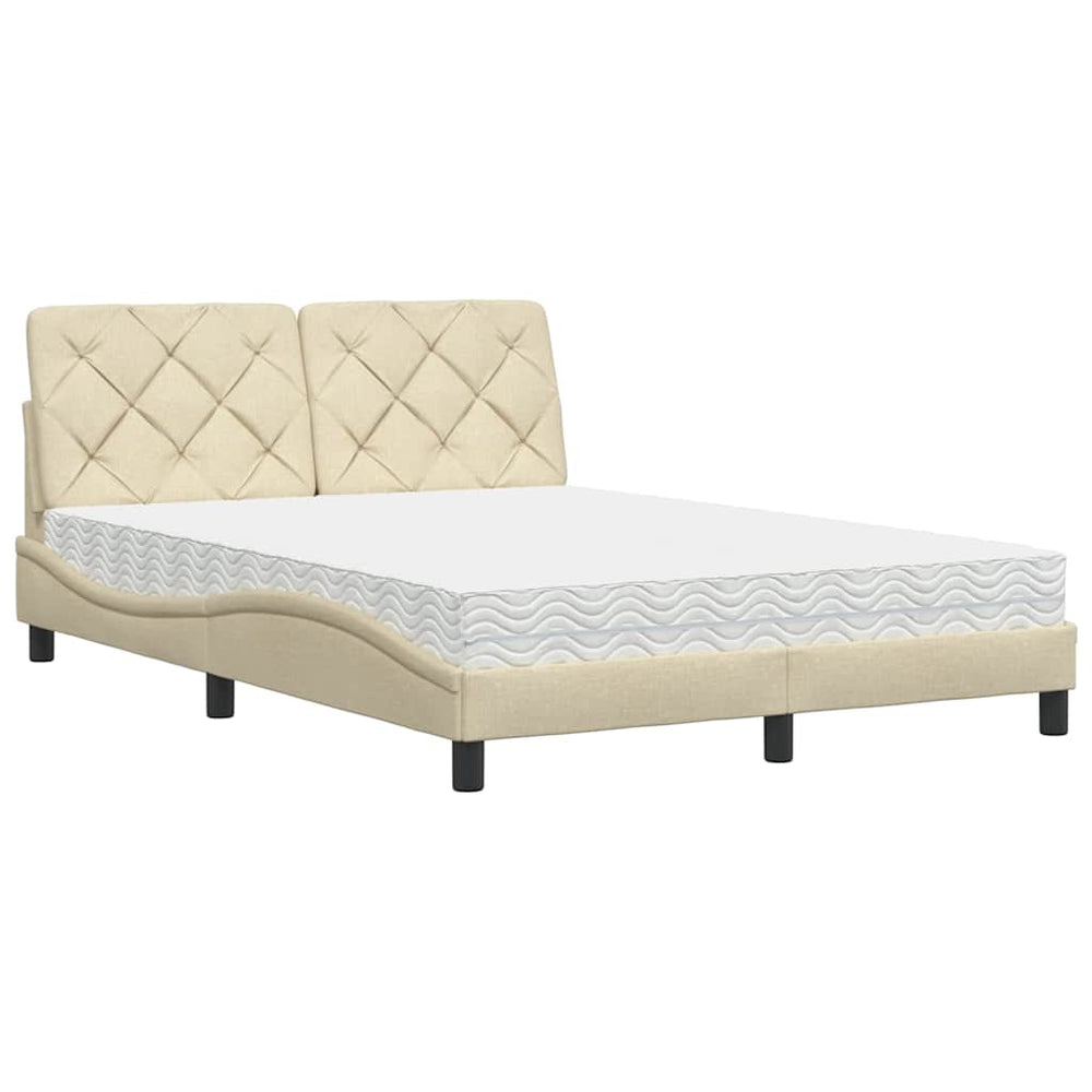 vidaXL Lit avec matelas Crème 140x200 cm Tissu
