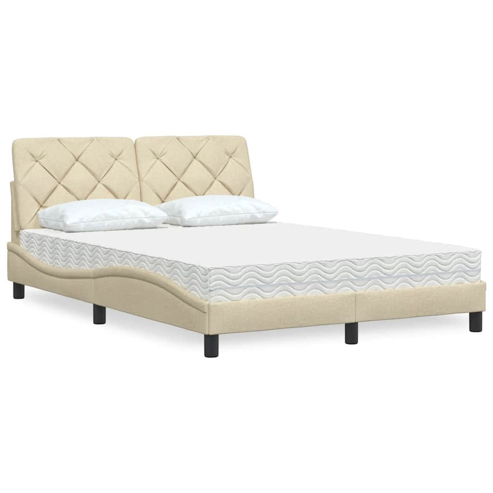 vidaXL Lit avec matelas Crème 140x200 cm Tissu