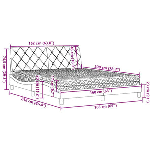 vidaXL Lit avec matelas Gris clair 160x200 cm Tissu