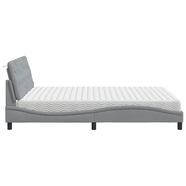 vidaXL Lit avec matelas Gris clair 160x200 cm Tissu