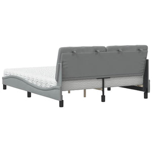 vidaXL Lit avec matelas Gris clair 160x200 cm Tissu