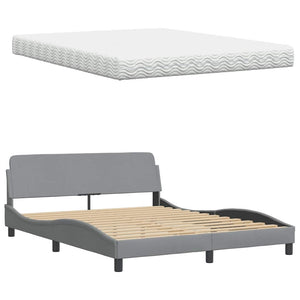 vidaXL Lit avec matelas Gris clair 160x200 cm Tissu
